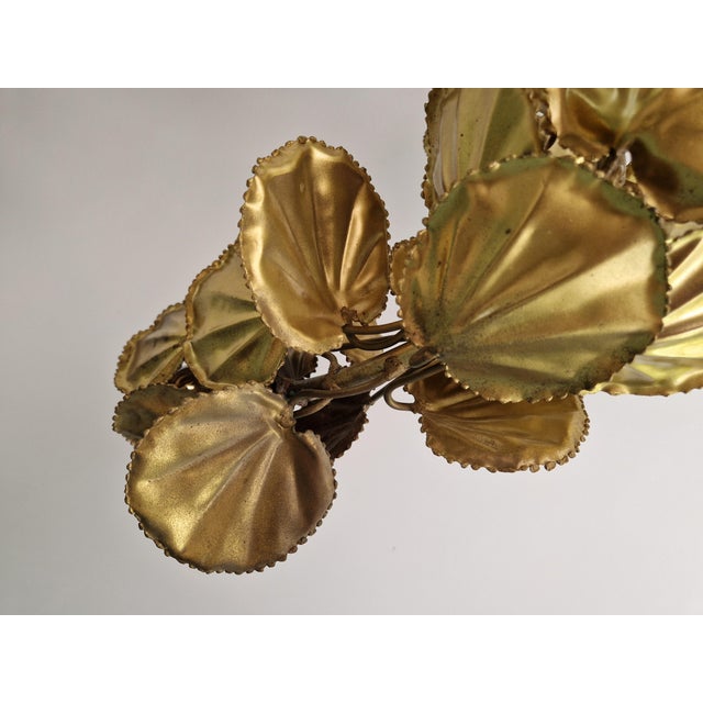 1970s Large Brutalist Brass Chandelier with Floral Decoration, 1970s For Sale - Image 5 of 18