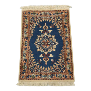 Nain Rug 1’4” X 1’11” Blue Wool Vintage Traditional Hand-Knotted Carpet