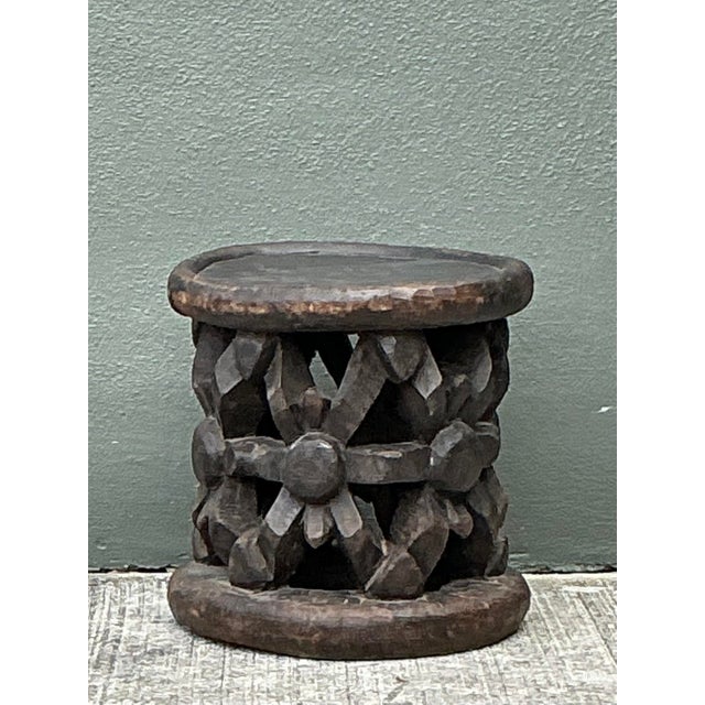 Vintage Hand Carved Bambileke Low Stool For Sale - Image 4 of 12