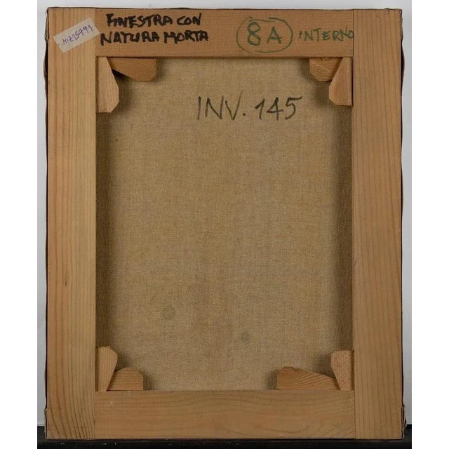 Modern Leo Guida, Finestra con Natura Morta, Oil on Canvas, 1970s, Framed For Sale - Image 3 of 4