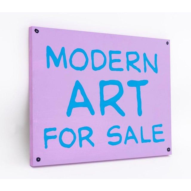 Jayson Musson (American, b. 1977), "Modern Art For Sale Sign", Flashe Vinyl Paint on Panel, 2014, signed verso with Salon...