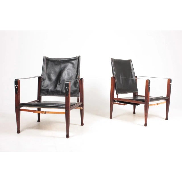 Mid-Century Modern Set of Mid-Century Leather Lounge Chairs by Kaare Klint for Rud. Rasmussen, 1960s For Sale - Image 3 of 14