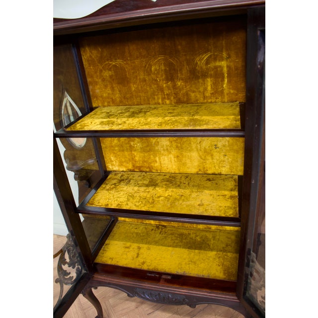 Brown Antique Victorian China Display Cabinet, 1890s For Sale - Image 8 of 9