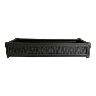 Vintage Chalk Painted Black Wicker Desk Organizer, Rectangle Tray, Home Decor For Sale