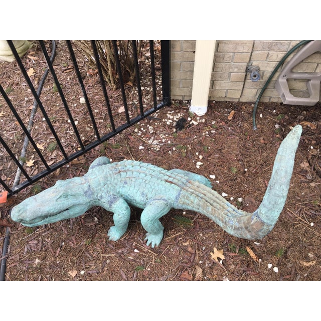 1980s 1980s Vintage Bronze Crocodile Statue For Sale - Image 5 of 7