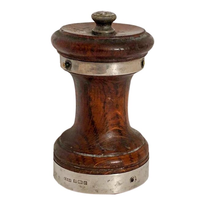 Antique Pepper Mill Sterling Silver and Turned Wood Chairish