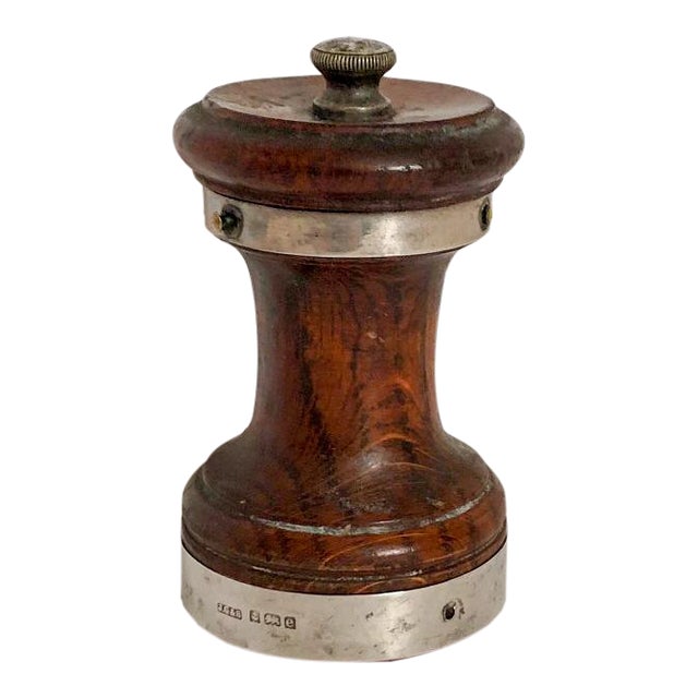 Antique Pepper Mill Sterling Silver and Turned Wood Chairish