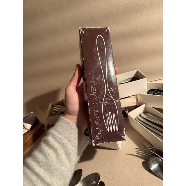 Metal 1960s Danish Style Flatware Set Copen by Supreme Japan Service for 14 Plus For Sale - Image 7 of 7