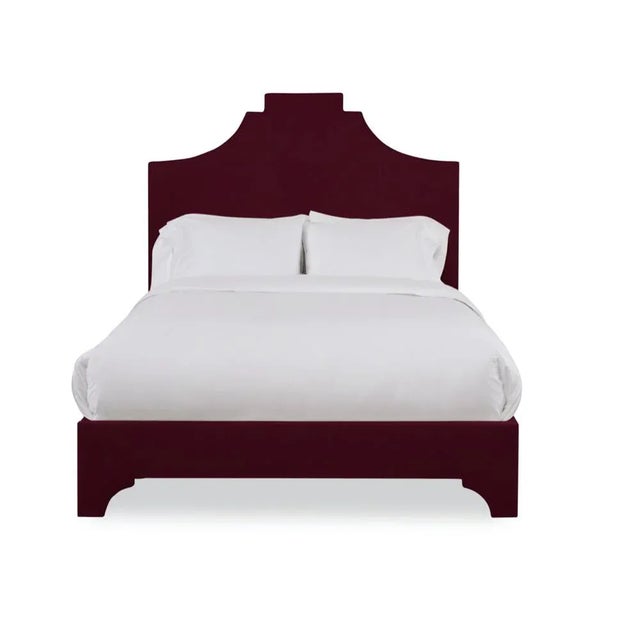 Casa Cosima Nadine King Bedframe, Wine Velvet For Sale - Image 4 of 4