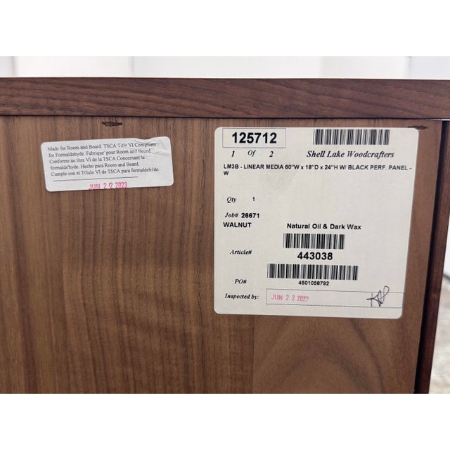Room & Board Linear Walnut Media Cabinet For Sale - Image 12 of 12