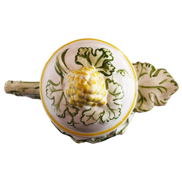 Vintage Portuguese Pottery Pitcher With Raised Grapevine Motif For Sale - Image 9 of 12