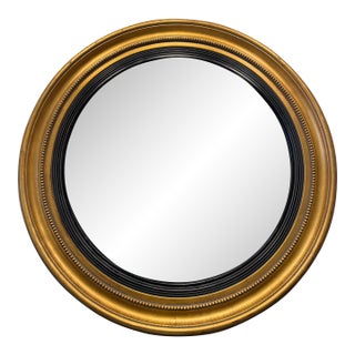 Vintage Convex Mirror With Beaded Gold Frame For Sale