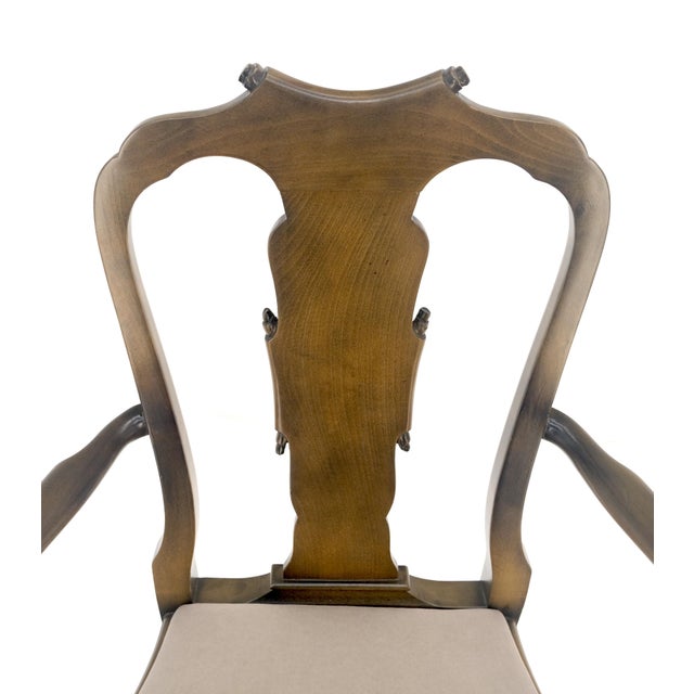 Set of 4 Cherry Queen Ann New Alcantara Suede Upholstery Dining Armchairs MINT