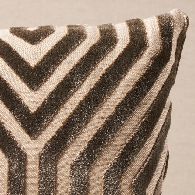 This pillow features Vanderbilt Velvet by Mary McDonald for Schumacher with a knife edge finish. A large-scale, linear...