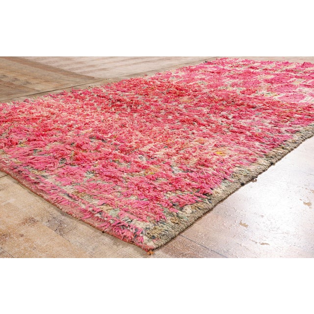 Raspberry Pink Vintage Boujad Moroccan Rug, 05'11 X 10'10 For Sale - Image 8 of 10