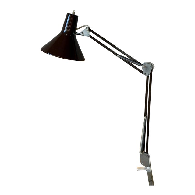 Demko Danmark LTD-1 1910 Architect Desk Lamp Brown Clamp Base Danish Mid-Century 1970s For Sale
