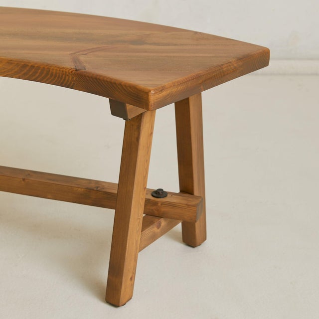 French Round Dining Table with Four Curved Benches, 1950s For Sale - Image 9 of 9