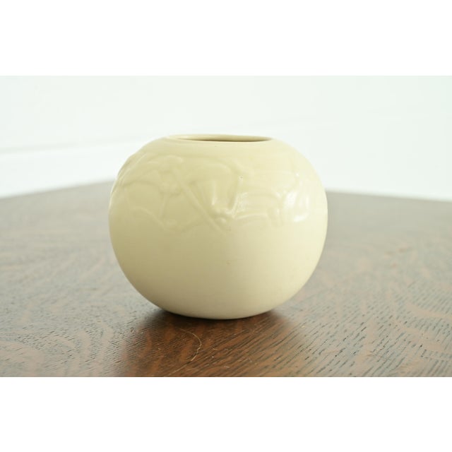 A gorgeous Arts & Crafts period glazed art pottery bulbous vase with low relief design By Rookwood Pottery USA, 1945...