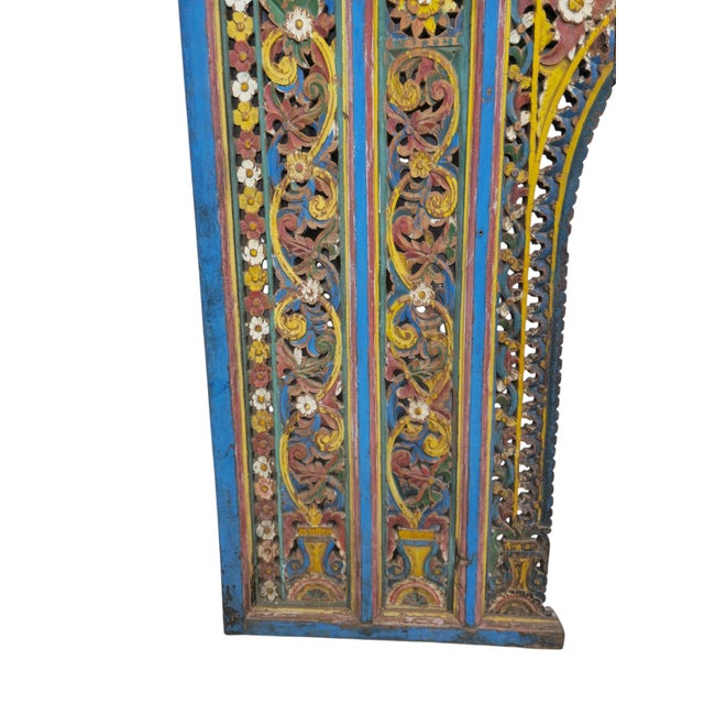 Large Early 19th Century Polychrome Carved Wood Fireplace Surround, India For Sale - Image 6 of 11