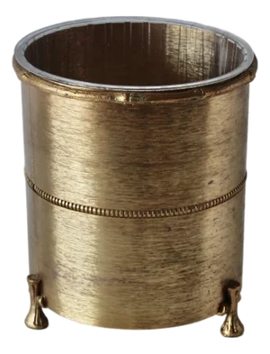 Stylebuilt New York Style Vintage Hollywood Regency Gold Finish Wastebasket Bamboo Theme