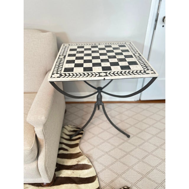 Mid 20th Century Pewter Gueridon Table with Inlay Tessellated Bone Top For Sale - Image 5 of 11