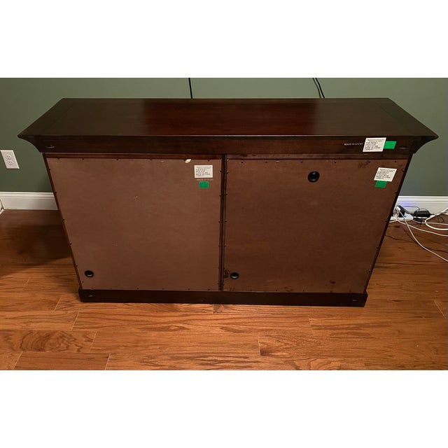 Wood Bassett Glass Door Hutch With Filing Drawers For Sale - Image 7 of 7