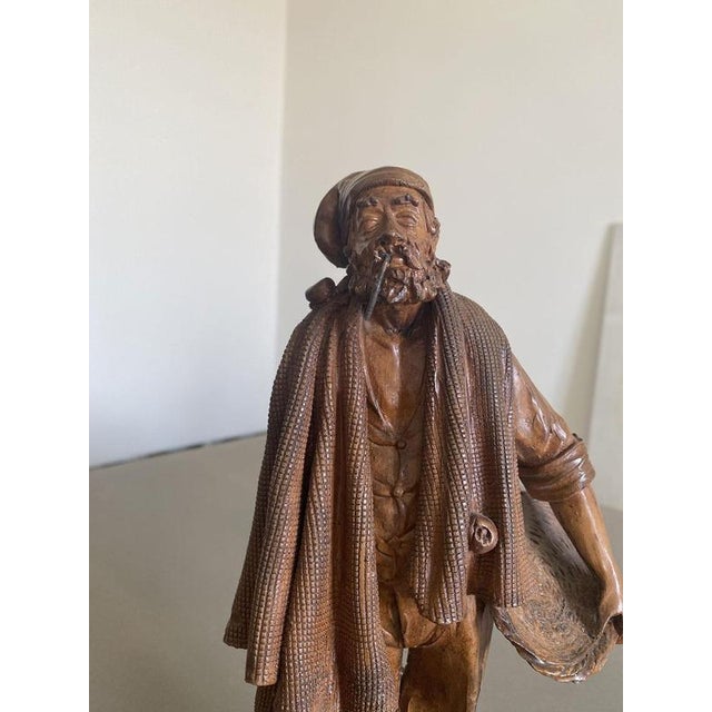 Late 20th Century Carved Wooden Fisherman Sculpture, Italy For Sale - Image 4 of 18