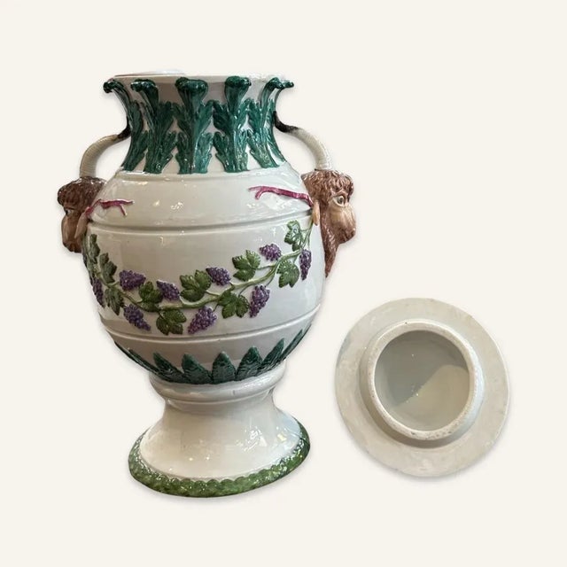 Late 20th Century Italian Faience Bacchanalian Covered Urn Attributed to Richard Ginori For Sale - Image 6 of 11