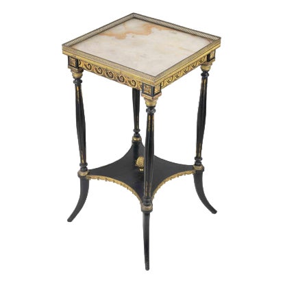 Antique Napoleon III Altana Table in Ebony Wood and Gilded Metal, France For Sale