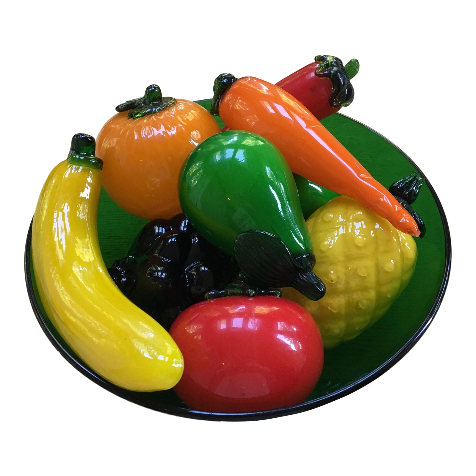 Bowl of HandBlown Glass Fruit and Vegetables 10 Pieces Chairish