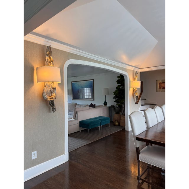 Contemporary Pair of Regina Andrew Driftwood Wall Sconces in Silver Leaf Finish For Sale - Image 3 of 13