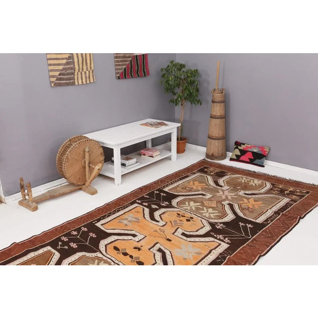 Mid 20th Century Vintage Turkish Kars Kilim Rug For Sale In Los Angeles - Image 6 of 7