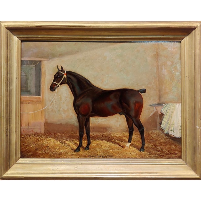 Portrait of Lord Drewton an Arabian Racehorse-19th C. Oil Painting by Albert Clark For Sale - Image 10 of 10