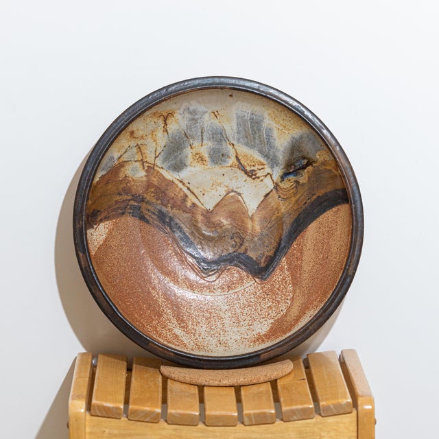 Mid-Century Modern Vintage Large Signed Studio Pottery Centerpiece Bowl / Charger, Miller, 1979 For Sale - Image 3 of 8