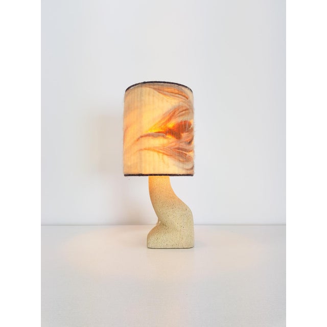 Vintage sculpture table lamp natural stone wool 1970 brass lamp handmade unique one of a kind Completely handmade lamp...