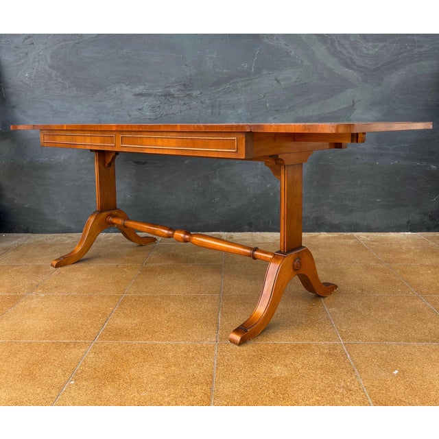 Brown Spanish Drop-Leaf Writing Table with Leather Top, Mid-20th Century For Sale - Image 8 of 10
