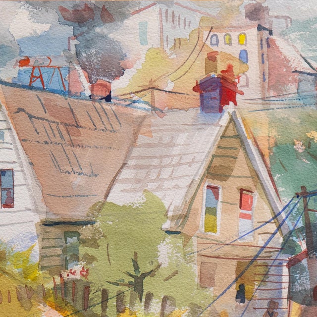 'Urban Neighborhood' by G. O. Heyder, 1968, Mid-Century American School, Industrial For Sale In Monterey, CA - Image 6 of 8