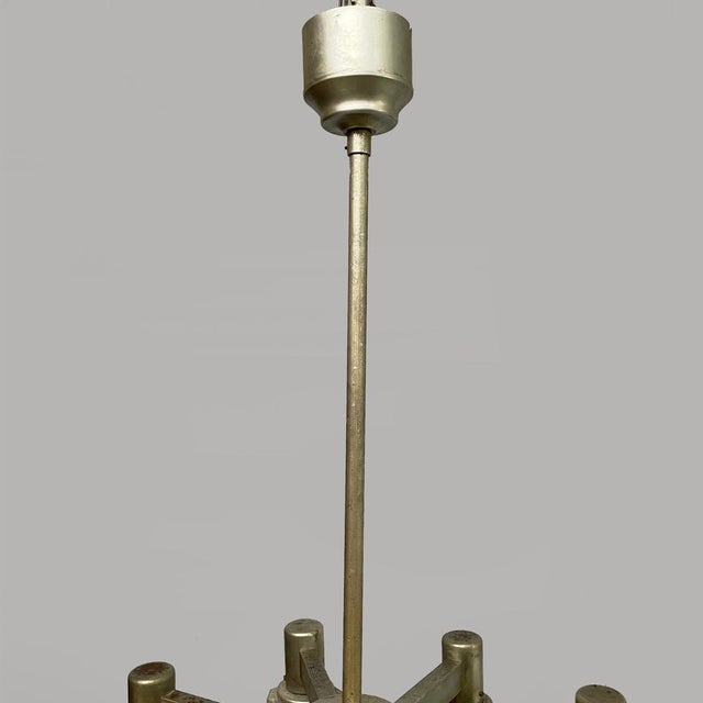 1930s German Art Deco Chandelier in Yellow Glass and Metal, 1930s For Sale - Image 5 of 18