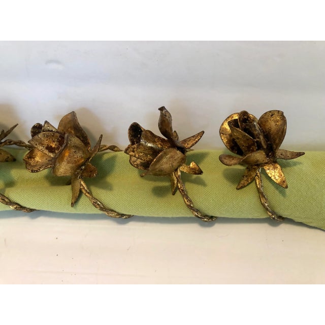 Vintage Italian Tole Rose Napkin Rings - Set of 6 For Sale - Image 6 of 11