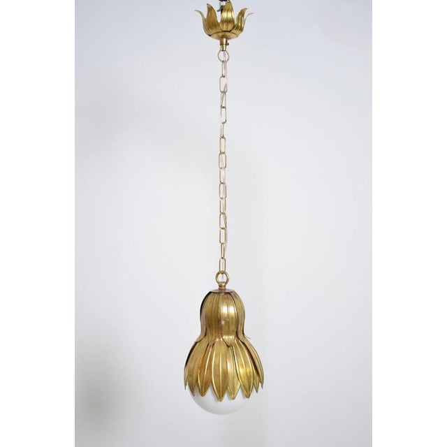 Normandy Line Brass Finish Pendant Lamp by Barracuda Interiors For Sale - Image 5 of 5