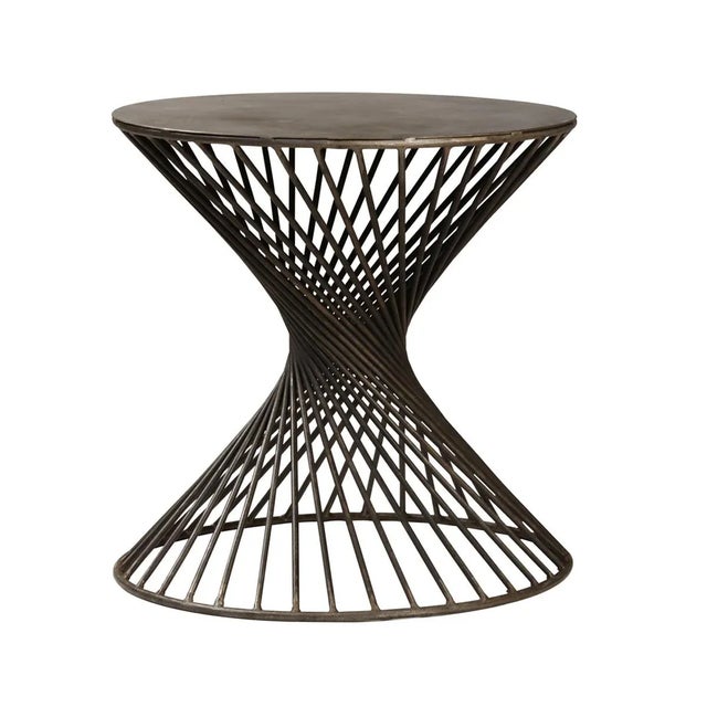 Modern Industrial Iron Twist Side Table For Sale - Image 3 of 3