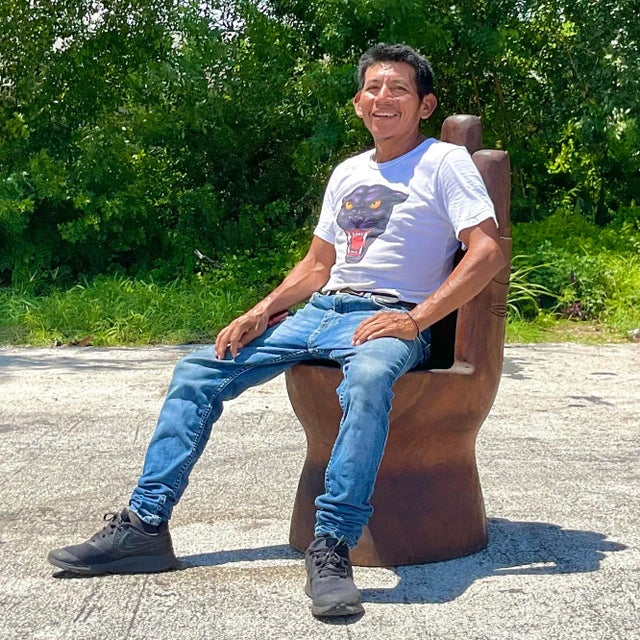 Vintage Boho Hand Carved Hand Chair For Sale - Image 4 of 7