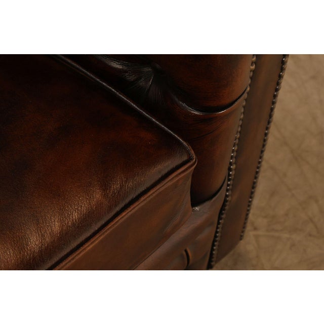 Chesterfield Style Tufted Brown Leather Sofa For Sale - Image 13 of 18
