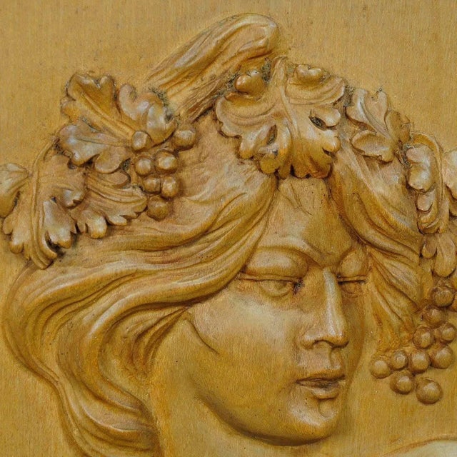 Wooden Carved Victorian Lady Wall Plaque, 1920s For Sale - Image 3 of 5