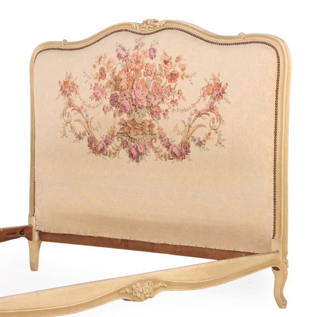 French A French Louis XV Style 'Tapestry" Full Size Bed, C. 1930. For Sale - Image 3 of 8