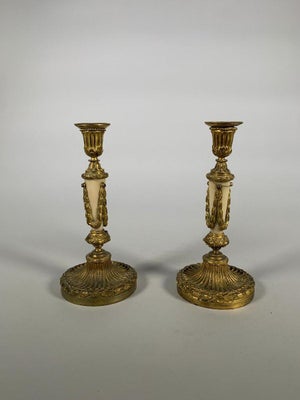 Louis XVI period candlesticks in marble and bronze, 18th century
