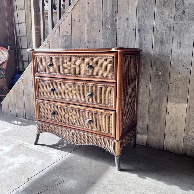 Vintage Bamboo and Wicker Chest of Drawers For Sale - Image 10 of 18