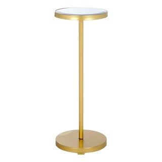 Paku Round Side Table in Gold / Mirror For Sale