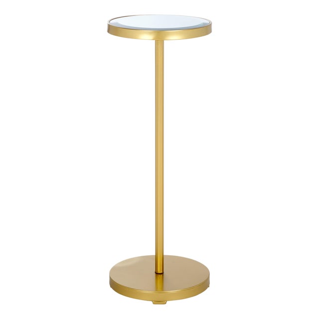 Paku Round Side Table in Gold / Mirror For Sale
