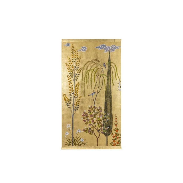 Textile Trees and Birds, Oil on Linen Canvas For Sale - Image 7 of 7